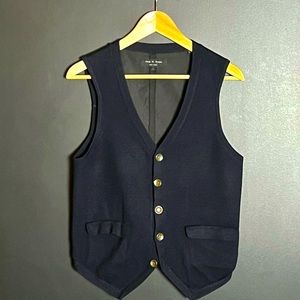 Rag & Bone New York Navy Wool panel vest with black cotton back.